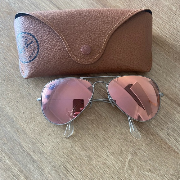 Rose Gold / Copper Ray-Ban Aviator Flash Lenses Sunglasses with Case - Picture 5 of 12